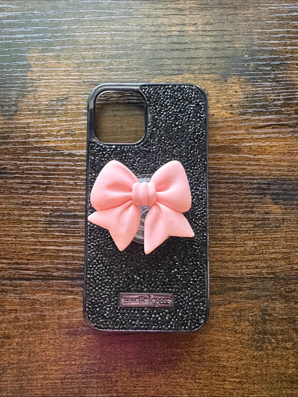 Pink Bow Black Glitter iPhone Case